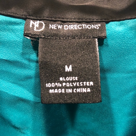 New Directions Teal Button-Up Blouse - Picture 4 of 4
